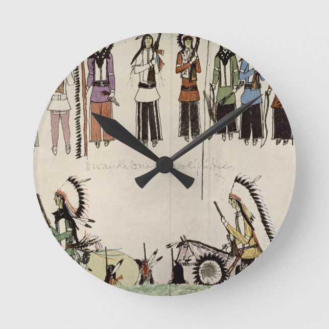 'Smoothing the Place Dance' (ink on paper) Round Clock (Front)
