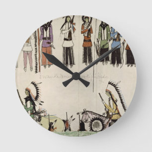 'Smoothing the Place Dance' (ink on paper) Round Clock