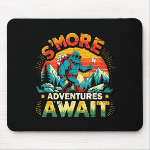 Smor adventures await funny bigfoot camping mouse pad