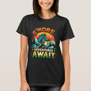 Smor adventures await funny bigfoot camping T-Shirt