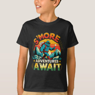 Smor adventures await funny bigfoot camping T-Shirt