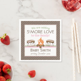 S'more baby shower gender reveal napkin