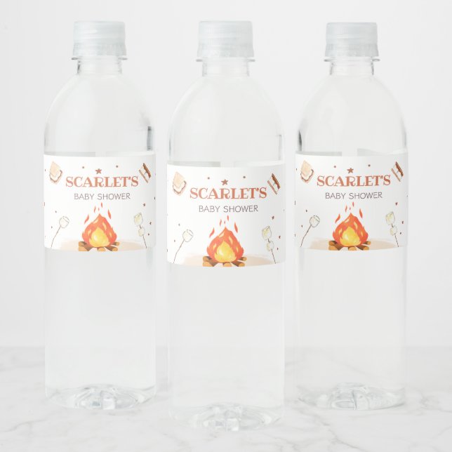S'more Bonfire Baby Shower Water Bottle Label (Bottles)