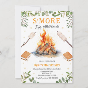 S'more Bonfire Camping Party Birthday Invitation