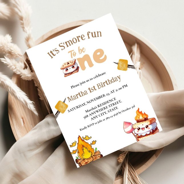 S'more Bonfire Smore First Birthday Invitation (Creator Uploaded)