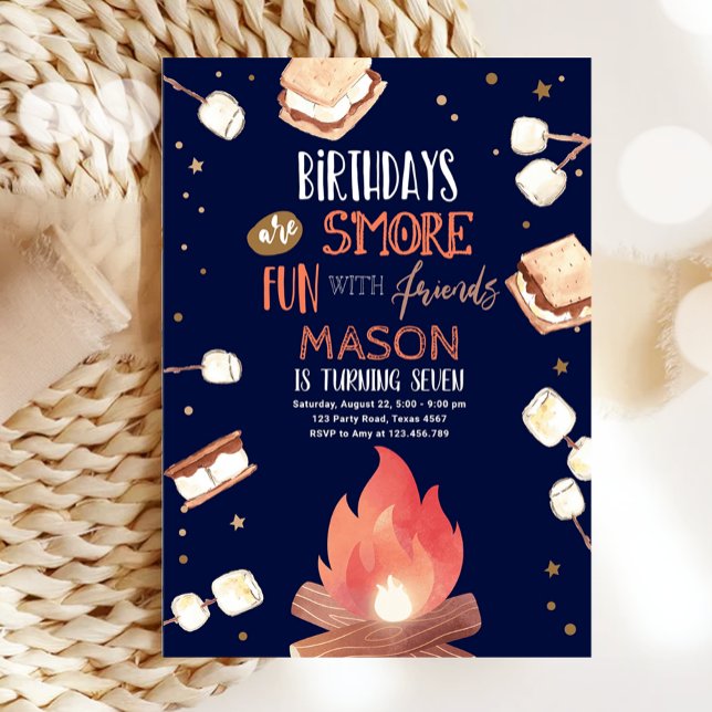 S'more Bonfire Smore Fun Friends Camping Birthday Invitation (Creator Uploaded)