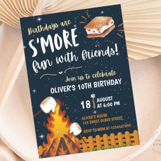 S'more Bonfire Smore Fun Friends Camping Invitation