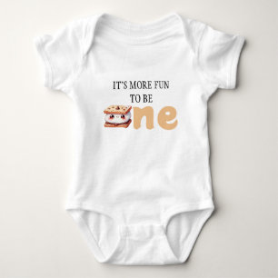 S'more Bonfire Smore To Be One Baby First Birthday Bodysuit