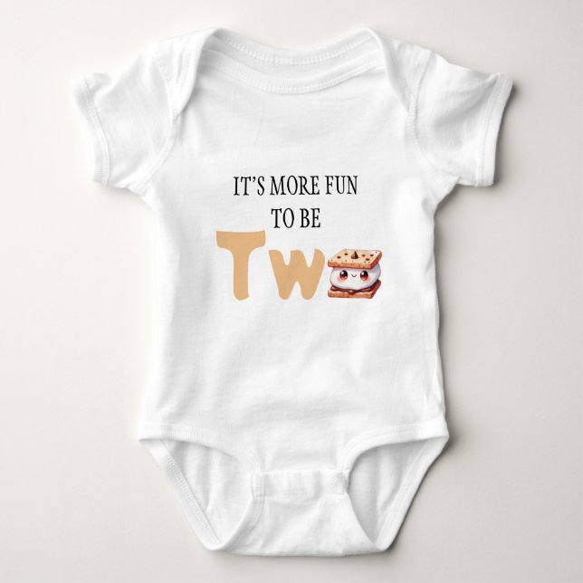 S'more Bonfire Smore To Be Two Baby 2nd Birthday Baby Bodysuit (Front)