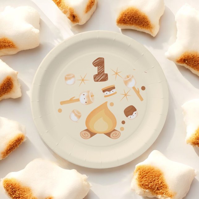 S'more Fun 1st Birthday Party Paper Plates (Creator Uploaded)