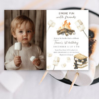 S'more Fun Campfire 1st Birthday Invitation