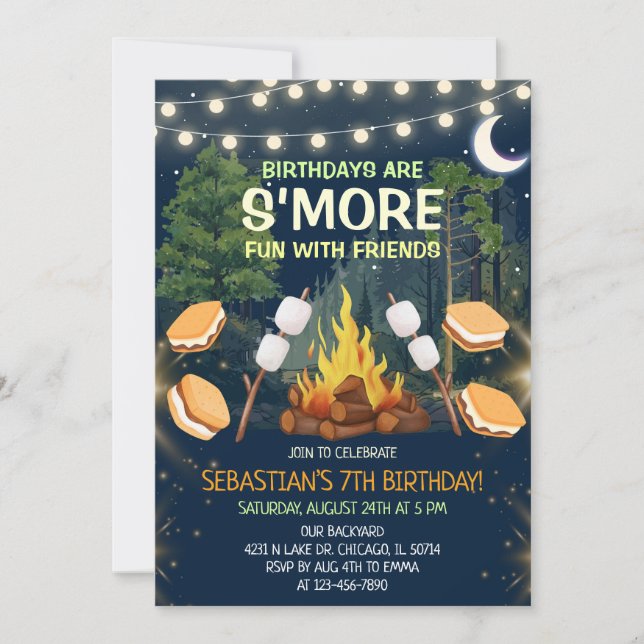 S'more Fun Campfire Smores Birthday Party Invitation (Front)