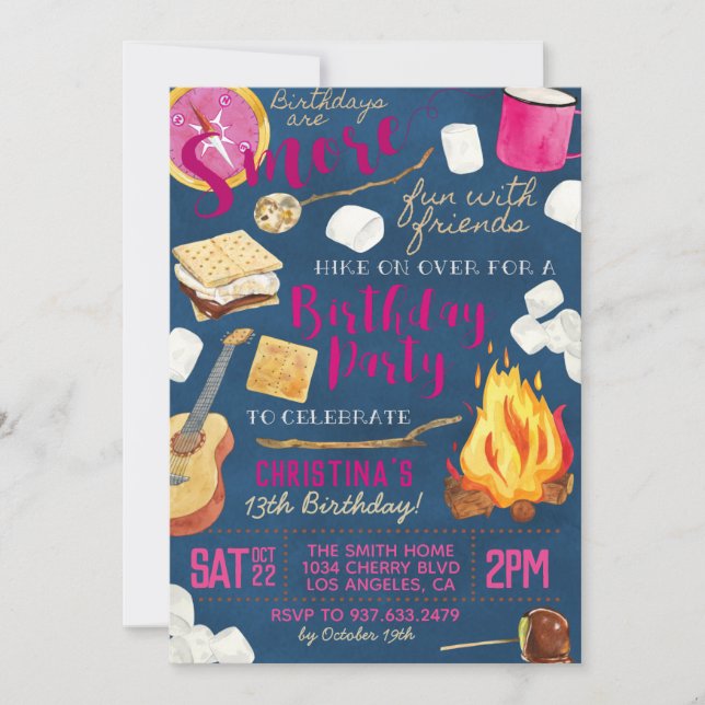 S'more Fun Camping Birthday Invitation (Front)