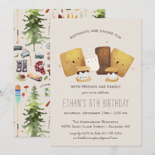 S'more Fun Camping Birthday Party Invitation