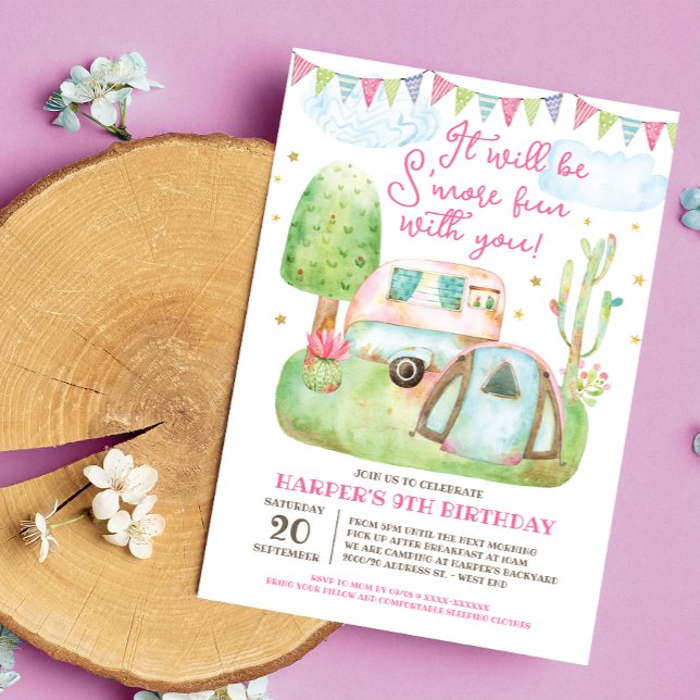 S'more Fun Camping Birthday Party Invitation (Creator Uploaded)