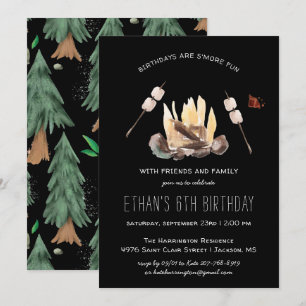 S'more Fun Camping Birthday Party Invitation