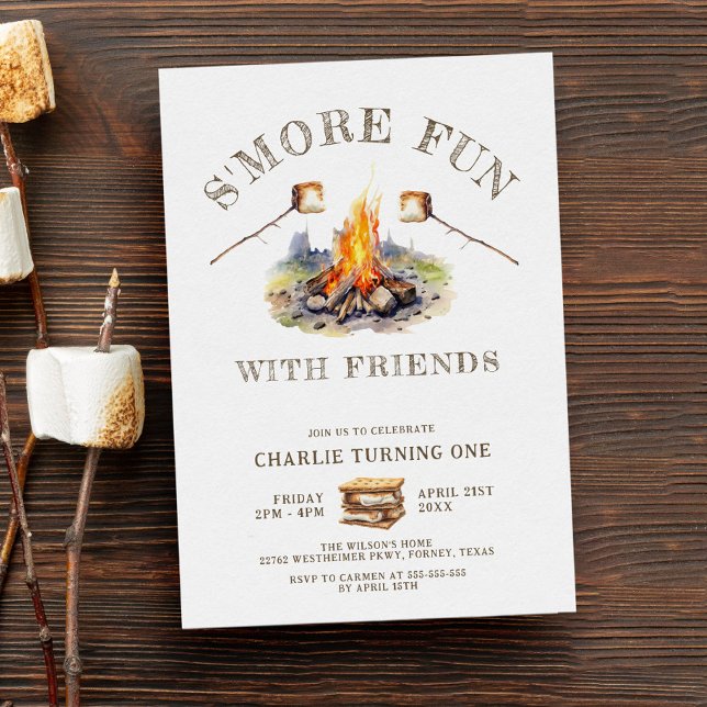 Smore Fun Cute Campfire Camping Kids Birthday Invitation (Creator Uploaded)