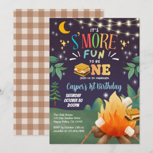 S'more fun to be ONE Bonfire 1st Birthday Party Invitation