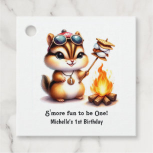 S'more Fun to Be One Chipmunk Camping 1st Birthday Favour Tags