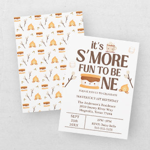 S'more Fun To Be One Kids Campfire 1st Birthday In Invitation