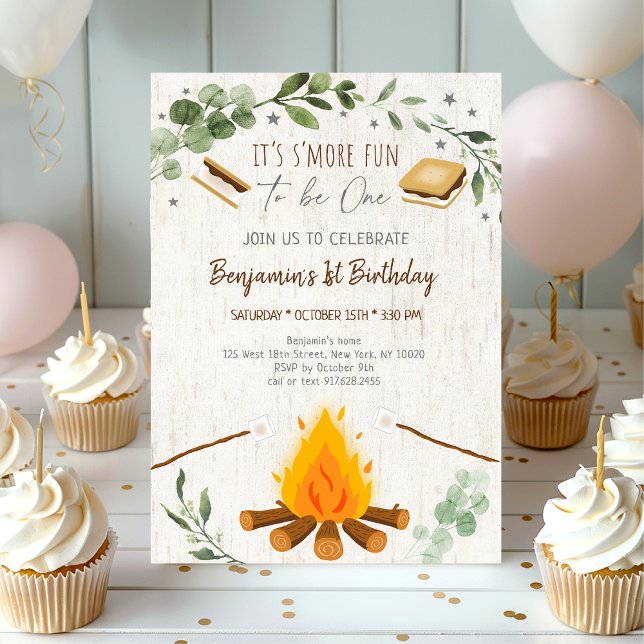 S'more Fun To Be One S'mores Campfire Birthday Invitation (Creator Uploaded)
