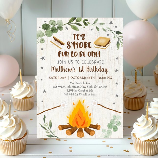 S'more Fun To Be One S'mores Campfire Birthday Invitation (Creator Uploaded)