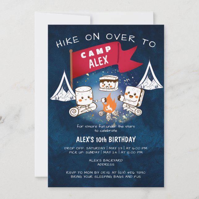 S'more Fun Under Stars Sleepover Camping Birthday  Invitation (Front)