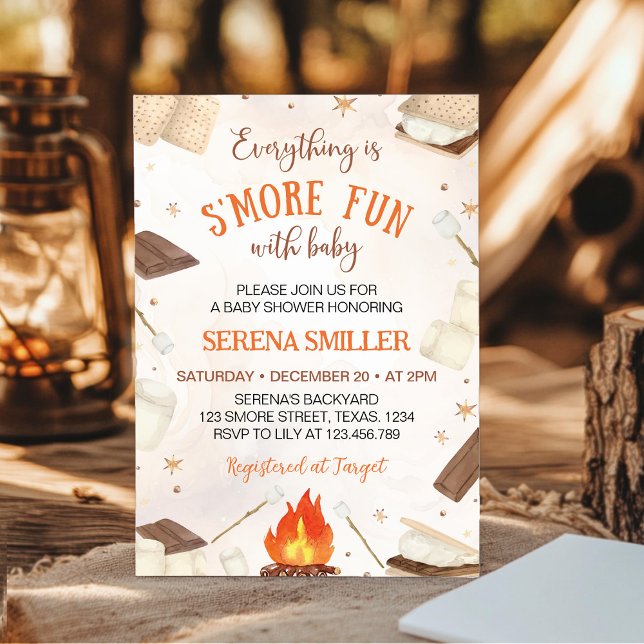 S'more Fun With Baby Smore Campfire Baby Shower Invitation (Creator Uploaded)