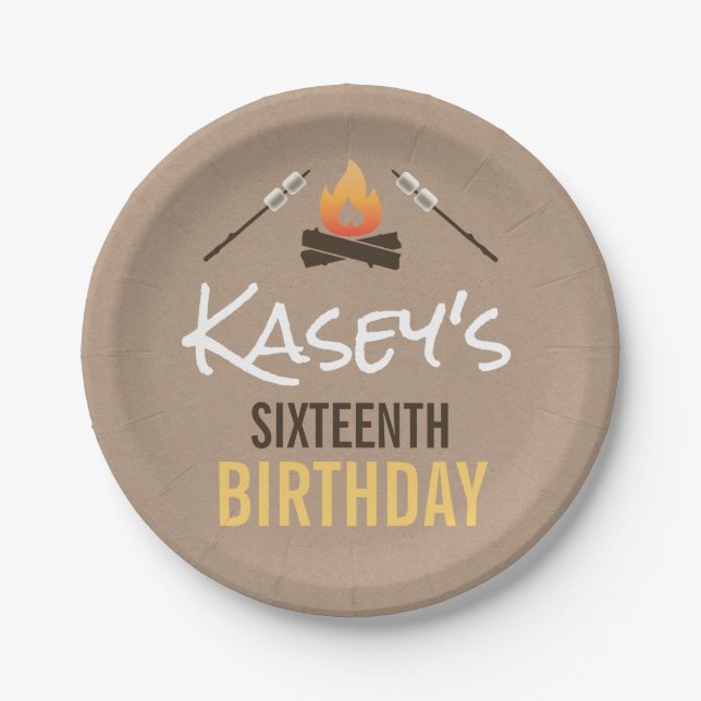 S'more Fun With Friends Bonfire Birthday Party Paper Plate (Front)