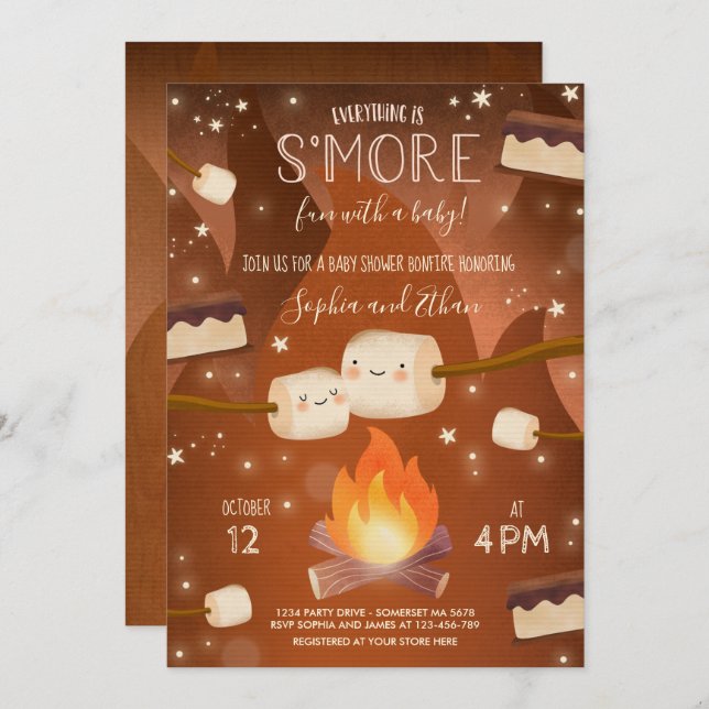 S'more Gender Neutral Bonfire Baby Shower Invitation (Front/Back)