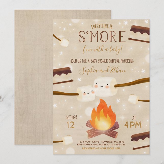 S'more Gender Neutral Bonfire Baby Shower Invitation (Front/Back)