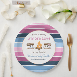 S'more Love gender reveal Paper Plate