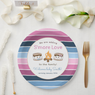 S'more Love gender reveal Paper Plate