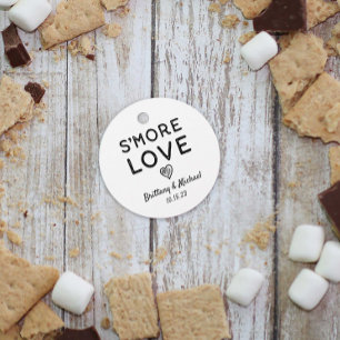 S'more Love Heart Black White Rustic Wedding Favour Tags