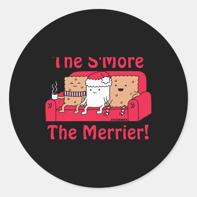 Smore Merrier Cute Kids Cartoon Christmas  Classic Round Sticker (Front)