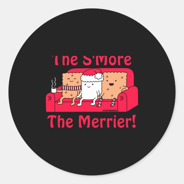 Smore Merrier Cute Kids Cartoon Christmas  Classic Round Sticker (Front)
