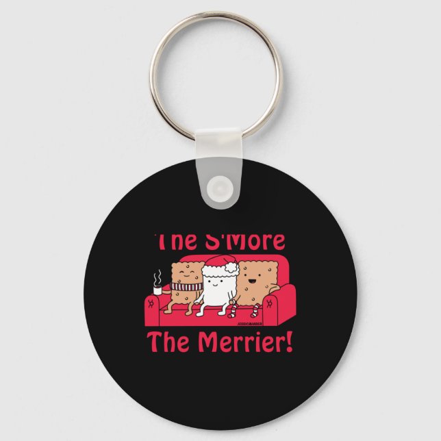 Smore Merrier Cute Kids Cartoon Christmas T Shirt  Key Ring (Front)