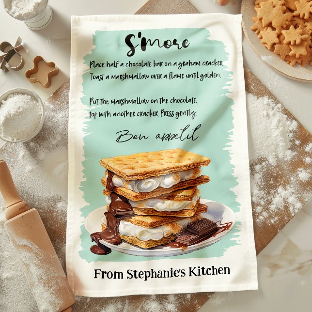 S'more Recipe Personalised Tea Towel (Creator Uploaded)