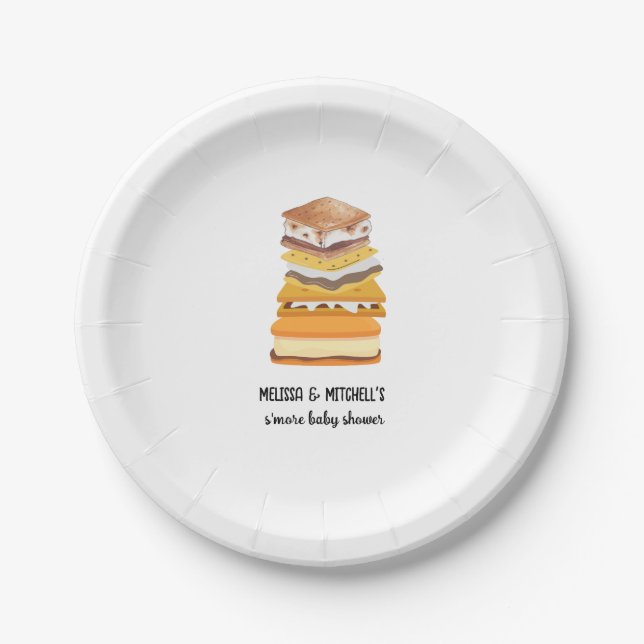 Smore roasted marshmallow couples baby shower paper plate (Front)