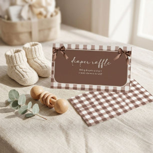 S'more to Love Brown Gingham Diaper Raffle  Enclosure Card