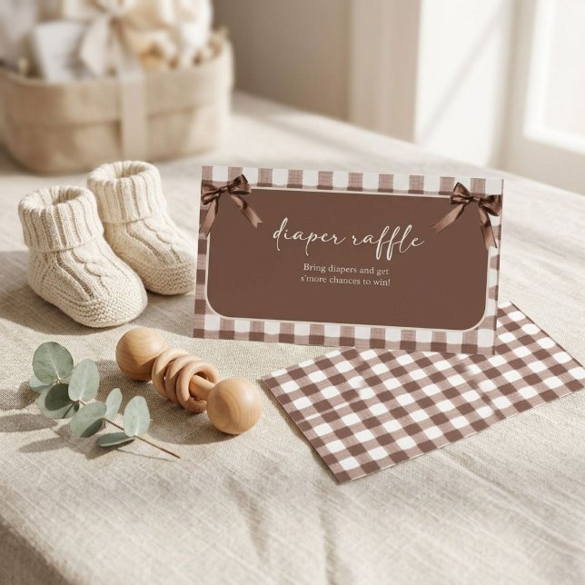 S'more to Love Brown Gingham Diaper Raffle  Enclosure Card (Creator Uploaded)