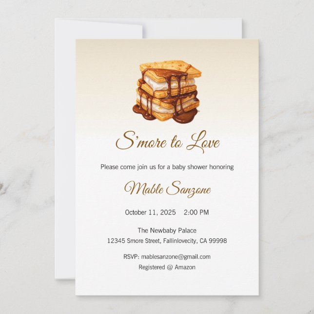S'more to Love Invitation, Baby Shower Invitation (Front)