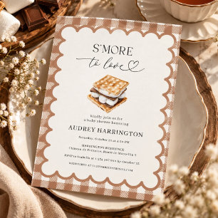 S'More to Love Preppy Brown Plaid Baby Shower  Invitation