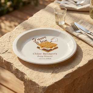 S'more To Love Winter Camping Baby Shower Paper Plate