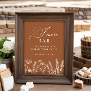 S'mores Bar Burnt Orange Wildflower Wedding Sign