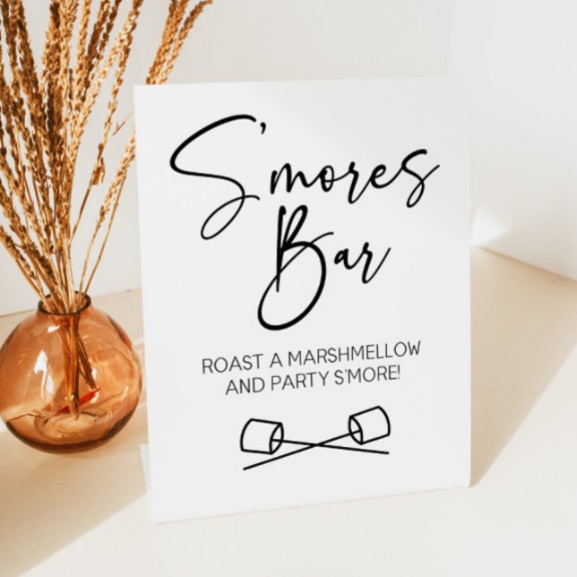 S'Mores Bar Marshmallow Roast Let's Party S'More Pedestal Sign (Creator Uploaded)