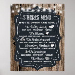 S'mores Bar Poster Print Wedding Sign Wooden
