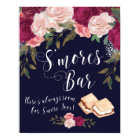 Smores Bar sign navy floral wedding