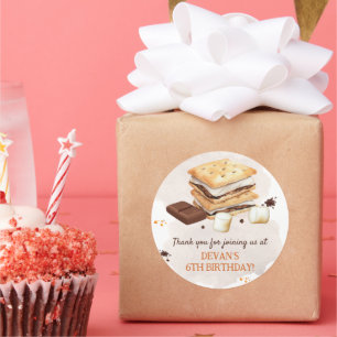 S'mores Birthday Party Classic Round Sticker