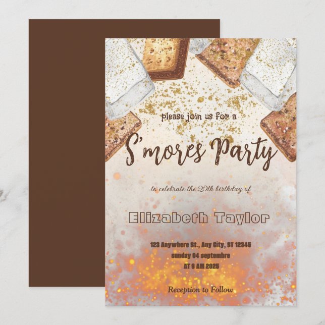 S'mores Birthday Party Invitation – Cozy Campfire (Front/Back)